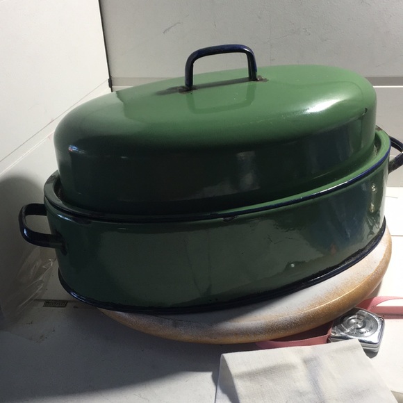 Kitchen | Vintage Oval Green Enamel 195s Roaster | Poshmark